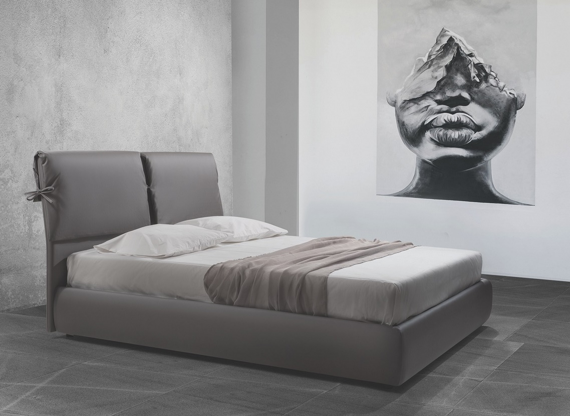 Čalouněná postel TUFARA 160x200 cm, ekokůže šedá