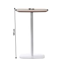 Barový stůl HARLOV průměr 60 cm, MDF dezén dub, kov bílý lak