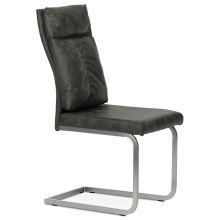 Jídelní židle DCH-459 GREY3 látka šedá v dekoru vintage kůže, kov broušený nikl