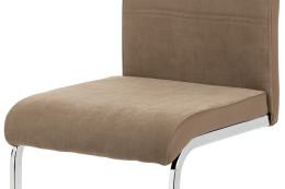Jídelní židle DCL-966 LAN2 látka lanýžová, koženka hnědá, chrom, VÝPRODEJ expo, poslední 1 kus