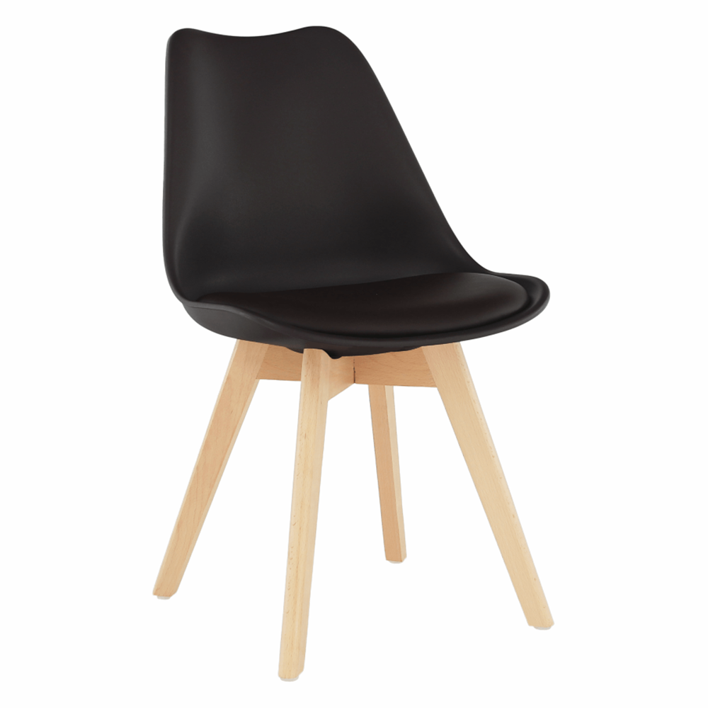 Jídelní židle BALI 2 new, plast a ekokůže tmavě hnědá, podnož buk