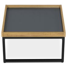 Konferenční stůl CT-612 OAK, 53x53 cm, MDF deska šedá, divoký dub, kov černý matný lak