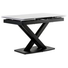Jídelní stůl HT-450M BK 120+30+30x80 cm, keramická deska bílý mramor, kov černý matný lak