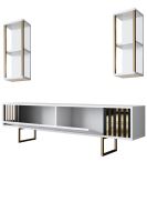 Obývací stěna GOLD LINE 180 cm, matná bílá a černá (7)