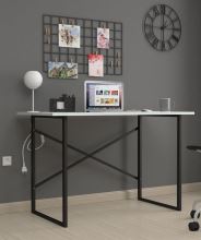 Psací stůl ANGELA 120x60 cm, lamino matná bílá, kov černý matný lak