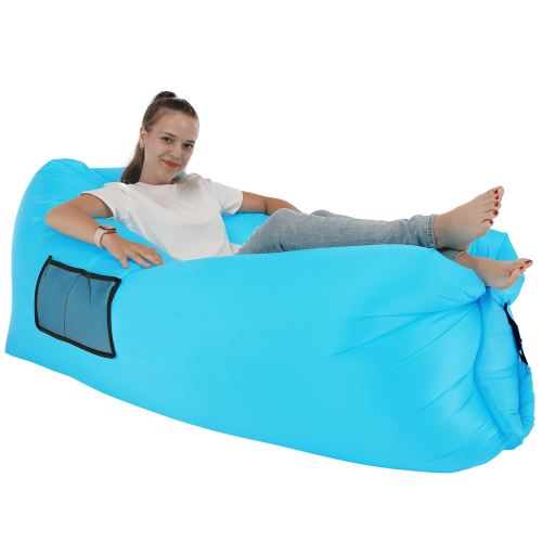 Nafukovací sedací vak, lazy bag LEBAG nylon modrý