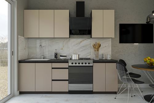 Kuchyňská linka MESINA 180 cm, dezén satin a clay grey