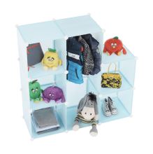 Dětská modulární skříň FRIN kov a plast, modrá a dětský vzor