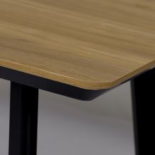 Jídelní stůl HT-532 OAK, 160x90 cm, MDF deska, dýha dub, kov černý lak mat