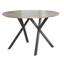 Jídelní stůl AKTON průměr 100 cm, MDF dezén dub šedý, kov černý lak