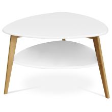 Konferenční stolek AF-1192 WT, 78x78 cm, MDF deska bílá, nohy přírodní bambus
