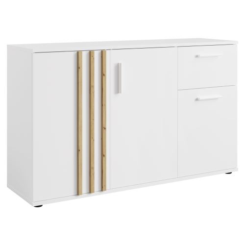 Komoda 3D1S TOLIS TYP 2, šířka 120 cm, matná bílá a dub artisan