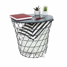 Příruční stolek BATIS TYP 2 MDF barva grafit, kov černý lak