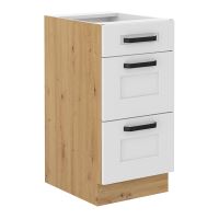 Spodní skříňka, bílá/dub artisan, LULA 40 D 3S BB Spodní skříňka, bílá/dub artisan, LULA 40 D 3S BB