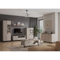 Komoda, šedohnědá Taupe/dub silverjack, DOMCA 2D1S (7)