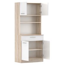 Čtyřdveřový kredenc DOMIS NEW 80 cm, dub sonoma a matná bílá (1)