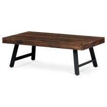 Konferenční stůl AHG-534 PINE, 130x70 cm, masiv retro hnědá borovice, kov černý lak mat
