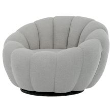 Relaxační otočné křeslo AK-341 GREY2 bouclé látka šedá
