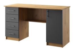 Pracovní stůl OFFICE KIT typ 3, š.135 cm, dub apalačský a šedá, levý