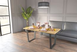 Jídelní stůl LOUISIANA 160x80 cm, dub artisan, kov černý matný lak