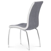 Jídelní židle DCL-420 GREY2 látka šedá, koženka bílá, chrom