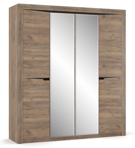 Šatní skříň 4D SANDRA 196 cm, wenge a dub tabaco