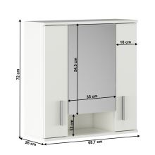 Závěsná skříňka se zrcadlem, matná bílá, LESSY NEW 01