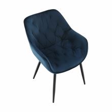 Designové křeslo FEDRIS sametová látka Velvet modrá, kov černý