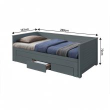 Rozkládací postel GORETA 90-180x200 cm, masiv a MDF barva šedá