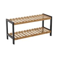 Botník KONTRE š.70 cm, MDF černá barva, lakovaný bambus přírodní Botník KONTRE š.70 cm, MDF černá barva, lakovaný bambus přírodní
