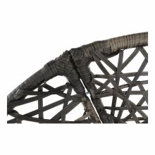 Otočné křeslo s polštářem TRISS ocel černá, umělý ratan šedý, látka šedá a černá