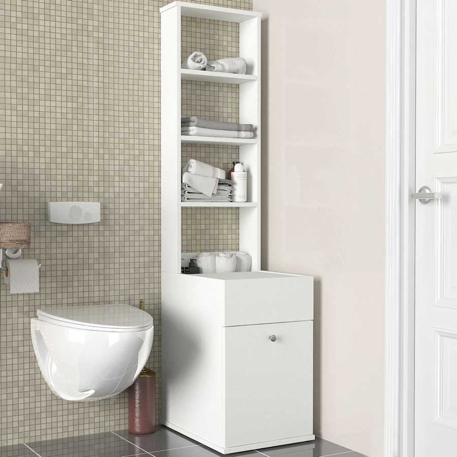 Koupelnová skříňka s regálem LINDEN š.39,6 cm, matná bílá