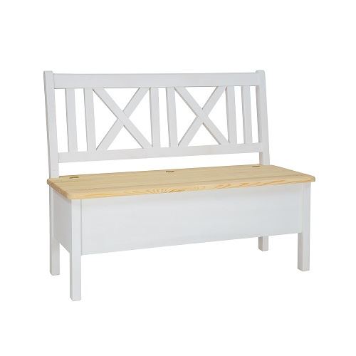 Rustikální lavice POPRAD WHITE SIL13A 150 cm:bílý vosk-tmavý vosk