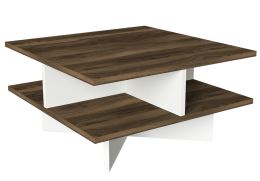 Konferenční stolek GREGORY 60x60 cm, vlašský ořech a matná bílá