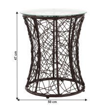 Příruční stolek SALMAR NEW umělý ratan hnědý, sklo tvrzené