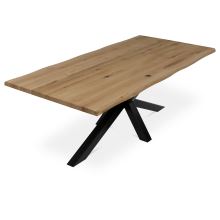 Jídelní stůl DS-S200 DUB, 200x100 cm, masiv dub, kov černý lak mat