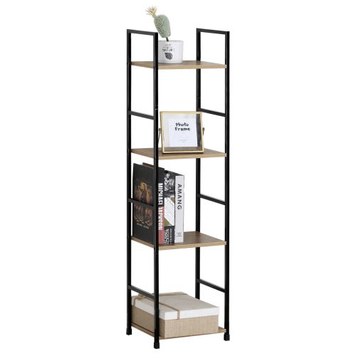 Regál GD-214 OAK MDF dekor dub, kov černý lak