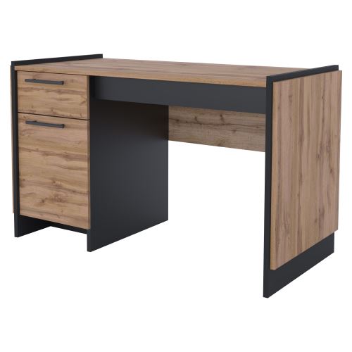 PC stůl 1D1S AMONI 126 cm, dub wotan a černá