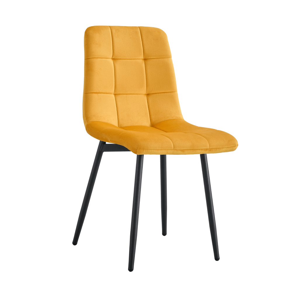 Jídelní židle RAMITA TYP 3 sametová látka Velvet žlutá, kov černý lak mat