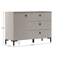 Komoda, šedohnědá Taupe/dub silverjack, DOMCA 1D3S (3)