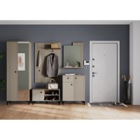 Skříň se zrcadlem, šedohnědá Taupe/dub silverjack, DOMCA 3D (5)