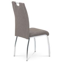 Jídelní židle HC-485 COF2 látka kávová, bílé prošití, kov chrom