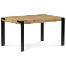 Jídelní stůl HT-725 OAK 140x88 cm, divoký dub, kov černý mat
