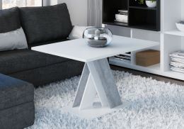Konferenční stolek BRAGA 120x60 cm, lamino bílá matná a beton