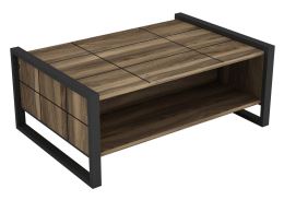 Konferenční stolek LAPAS 94x64 cm, vlašský ořech, kov černý matný lak