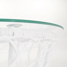Příruční stolek SALMAR NEW umělý ratan bílý, sklo tvrzené
