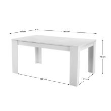 Jídelní stůl, bílá, 160x90 cm, TOMY NEW