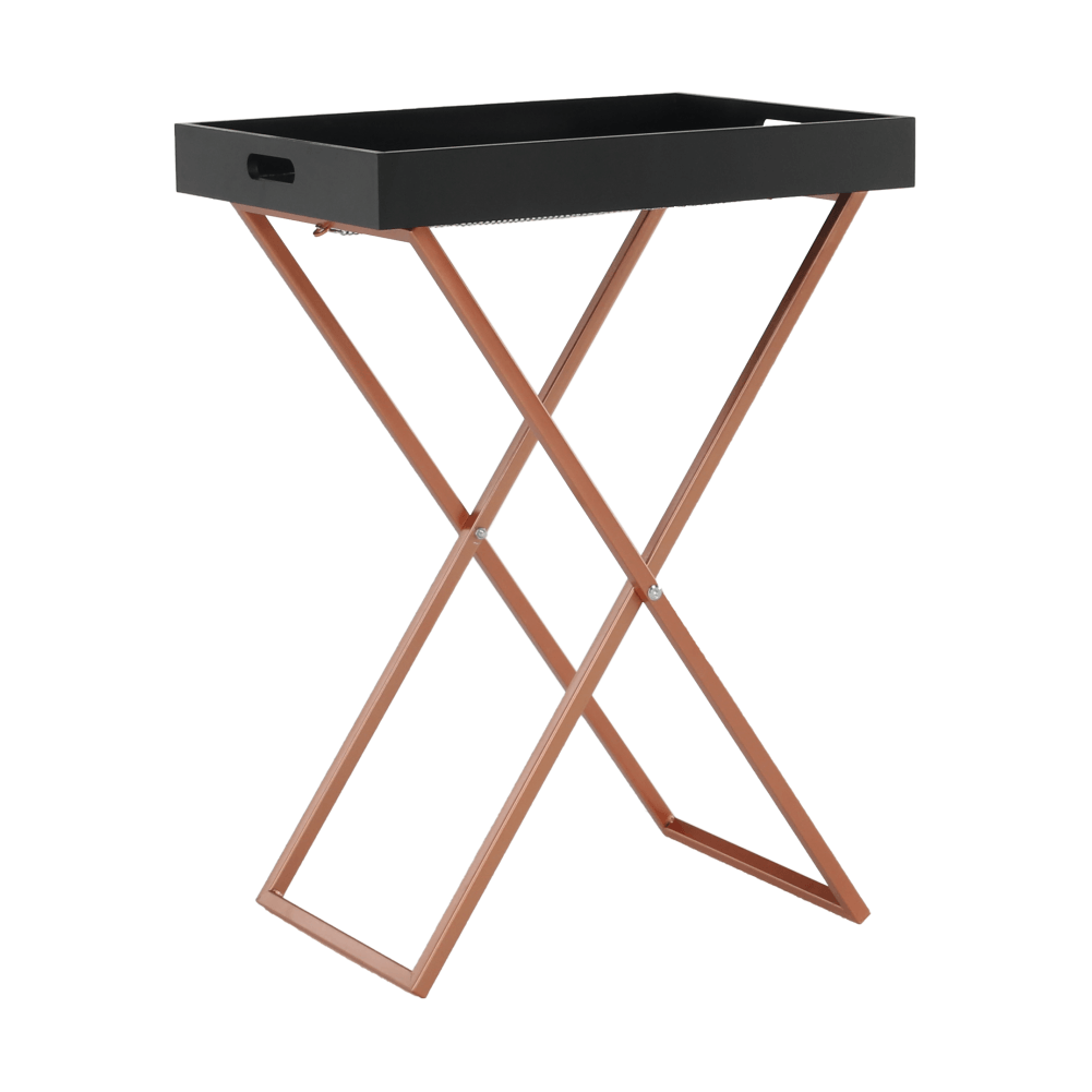 Servírovací stolek MASINO MDF barva černá, kov měď