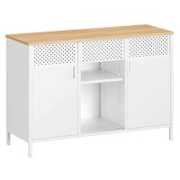Komoda AUK-E1420 WT kov bílý lak, MDF deska, dezén přírodní