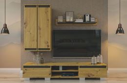 Obývací stěna OHIO 175 cm, dub artisan a grafit (2)